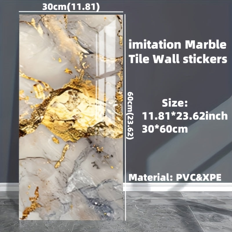 Set of 20 Marble Tile Wall Stickers Waterproof Self-Adhesive Removable for Kitchen Living Room Bathroom