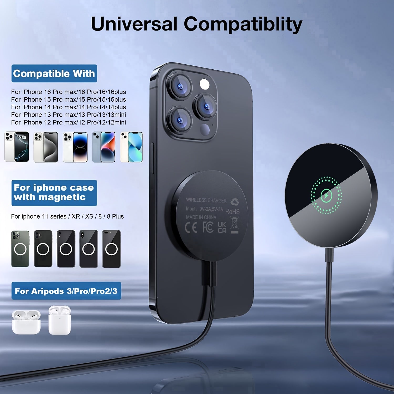 Magnetic Wireless Charger for iPhone and AirPods Dual Charging Ports