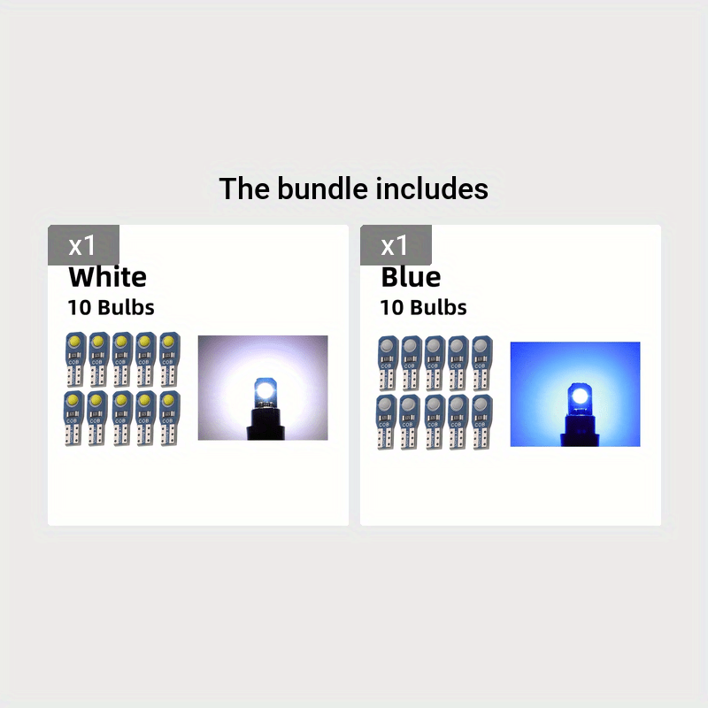 10 Pieces T5 LED Car Dashboard Lights 12V DC Instrument Panel Indicator