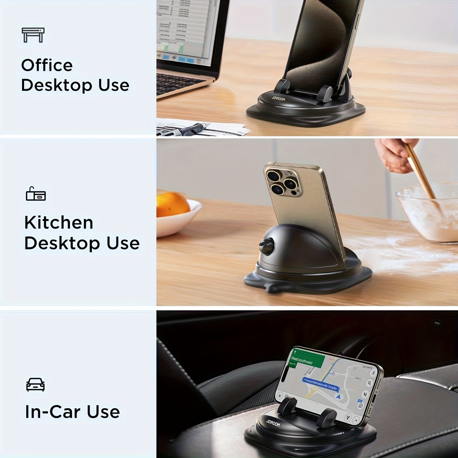 Universal Adjustable Spring Car Phone Mount Non-Slip Silicone Waterproof Durable