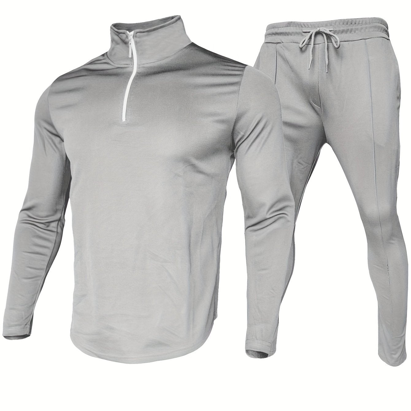 Men's 2-Piece Sportswear Set Quarter Zip Pullover and Drawstring Sweatpants Polyester Fall Outdoor Active