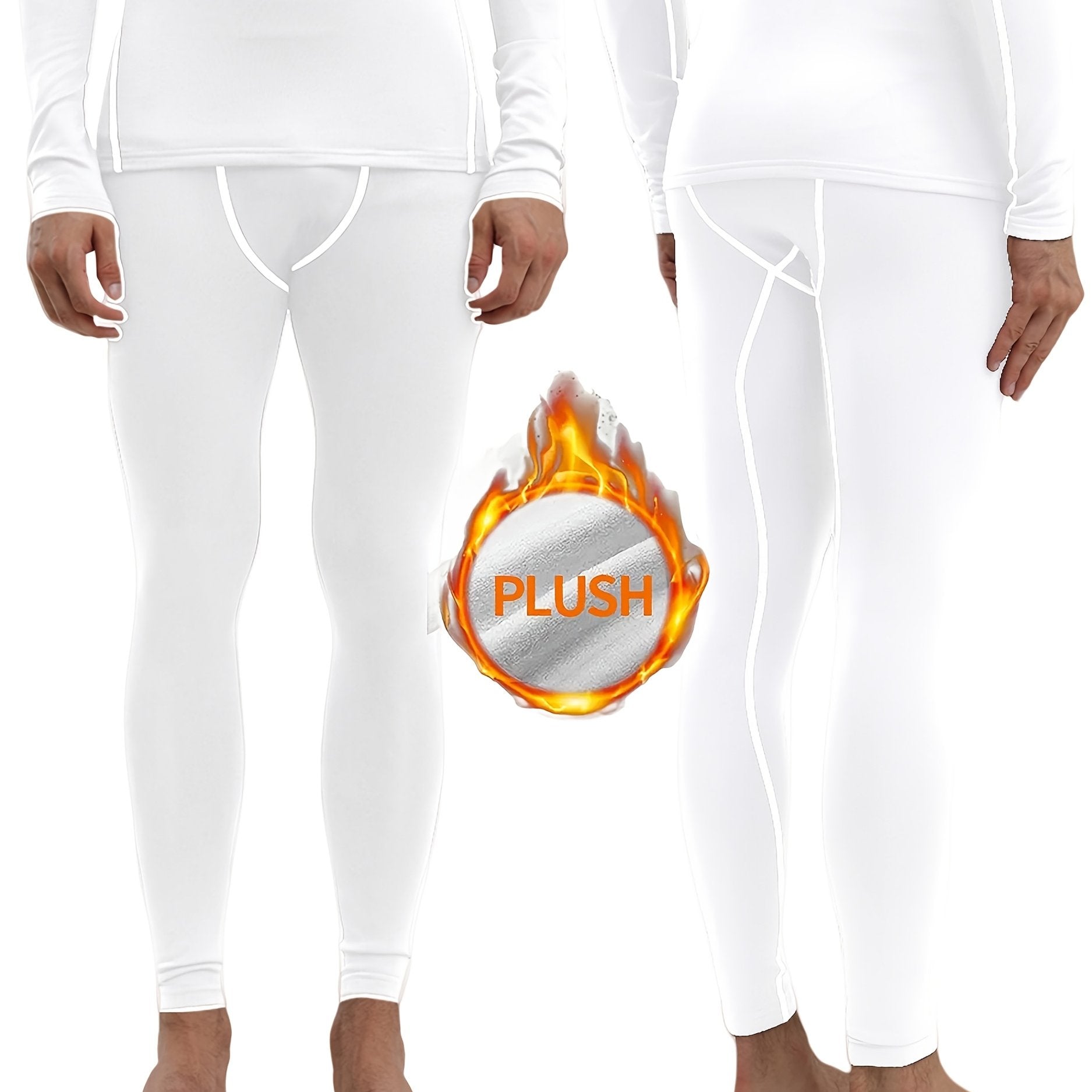 Men's Compression Pants Fleece-Lined Warm Skinny Fit for Autumn Winter Outdoor Activities