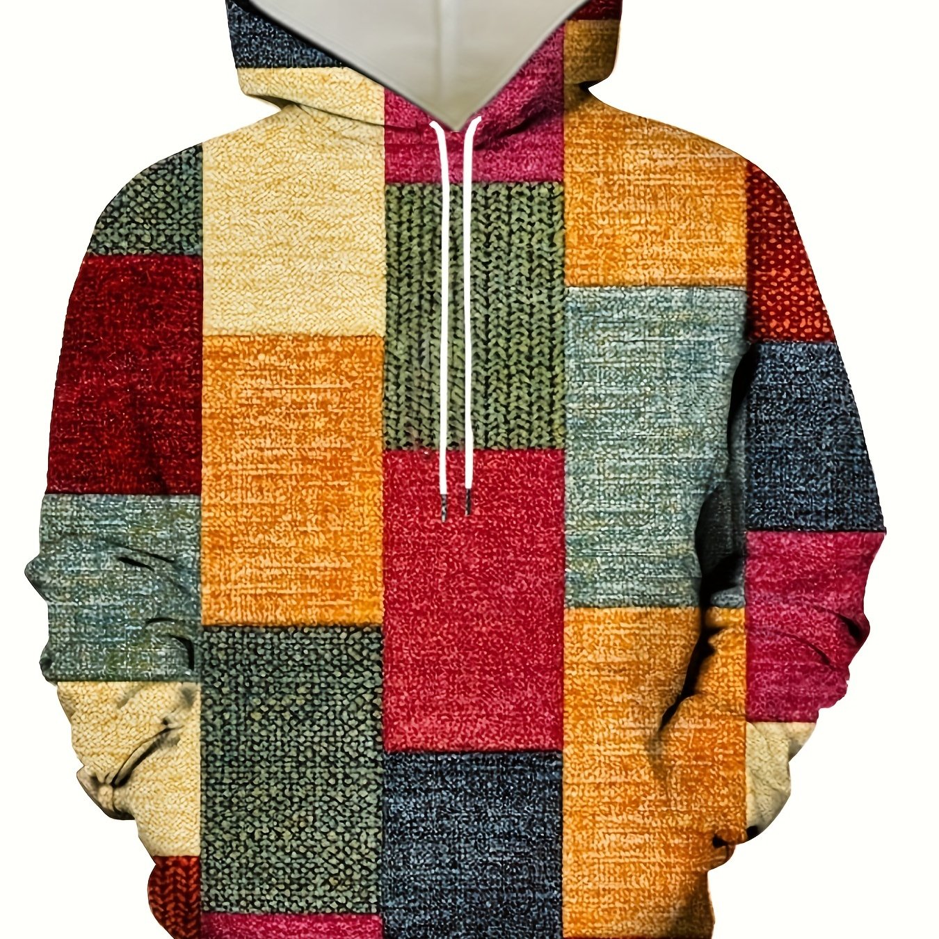 Men's Polyester Patchwork Hooded Sweatshirt for Sports Outdoor Spring Autumn Plus Sizes