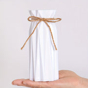 White Plastic Origami Vase 17.5cm Imitation Porcelain Tabletop Decor with Twine