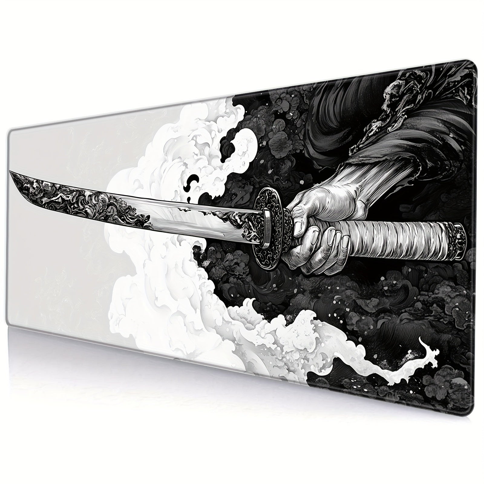 Large Japanese Samurai Sword Gaming Mouse Pad 80x30 cm Natural Rubber Desk Mat Durable Edges