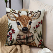 Christmas Reindeer Throw Pillow Cover Polyester Woven 45.72cm Square Machine Washable