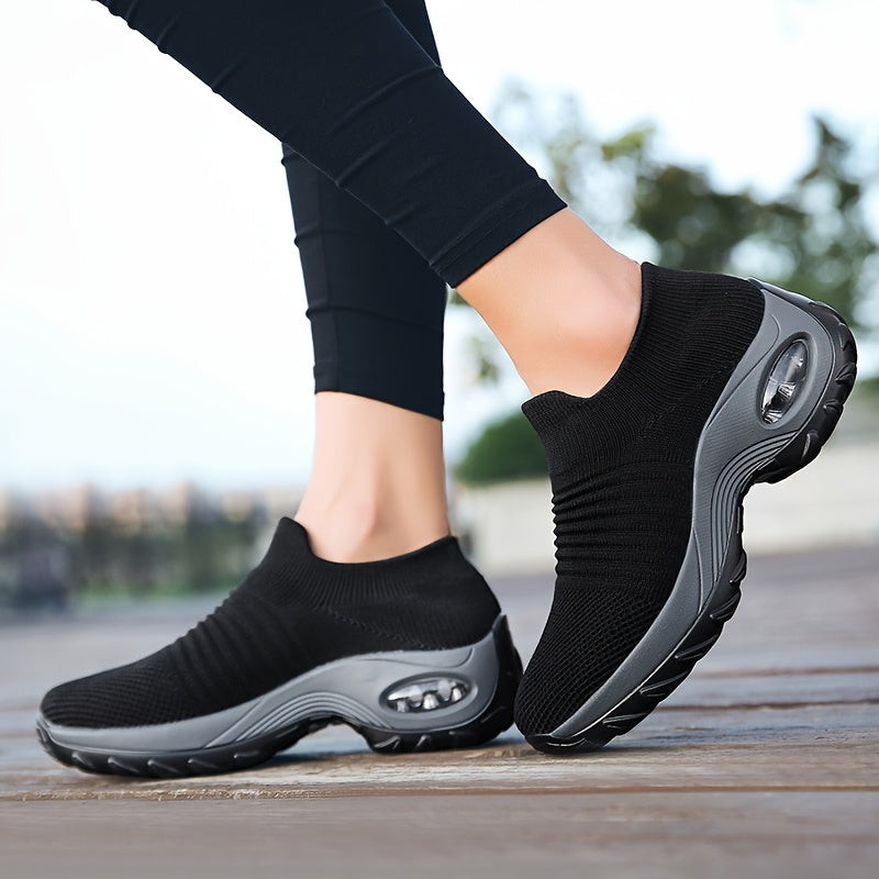 Women's Knit Pattern Casual Walking Shoes Air Cushion Sneakers