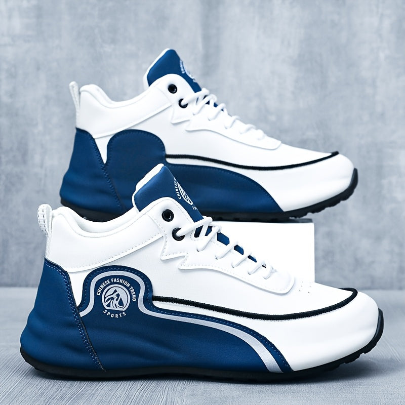 Erkaklar uchun klassik pastki krossovkalar, bog'ichli dizayn, yugurish uchun zarbani so'ruvchi va nafas oladigan, skeytbord uchun mustahkam qalin taglik, bir rangli grafik dizayn, dumaloq barmoq, sun'iy yuqori qism va