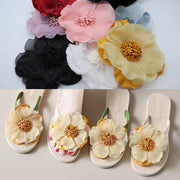 Women's Removable Floral Shoe Clips with Multi-Color Camellia Design