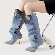 Women's High Heel Stack Boots Pointed Toe Zipper Casual All-Season