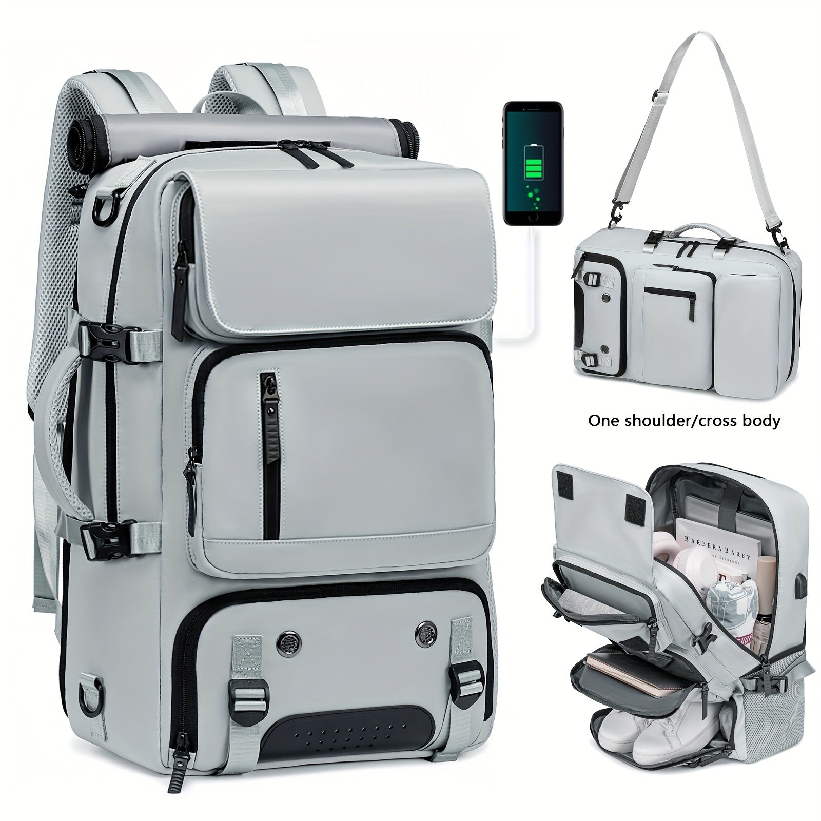 3-in-1 Nylon Laptop Backpack for Travel and Business Large Capacity