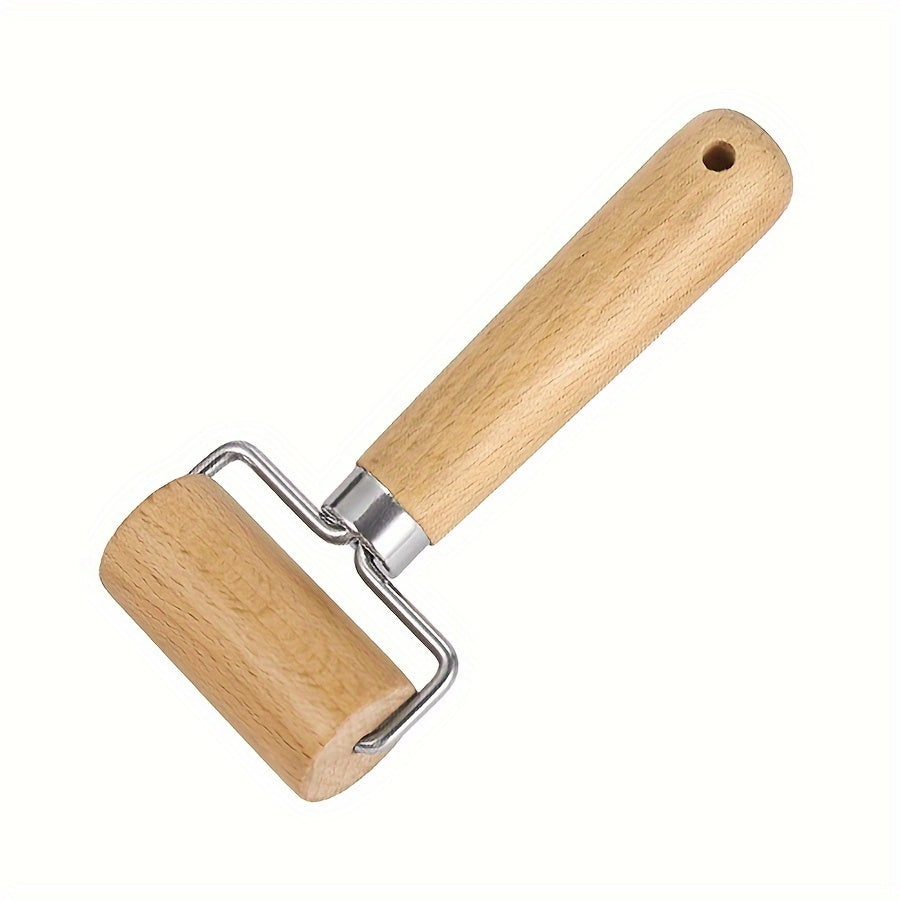 Wooden Rolling Pin with Stainless Steel T-Shaped Dough Roller for Baking and Dumpling Wrappers