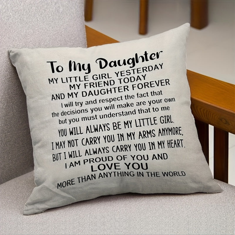 Double-Sided Daughter Pillow Cover Cozy Plush Home Decor Birthday Gift from Mom and Dad