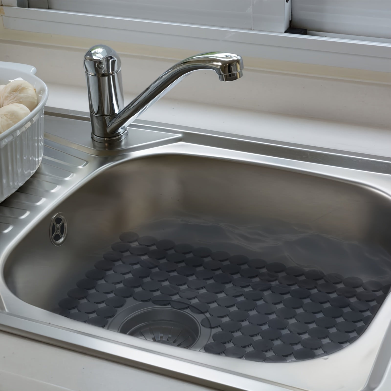 Ovqatlanish uchun - Nikel qoplamali lavabolarni himoya qiluvchi matlar to'plami 2 dona, PVC, tez oqim, moslashuvchan o'lcham, oshxona lavabolariga mo'ljallangan, tozalash oson, sirpanmaydigan nuqtalar dizayni