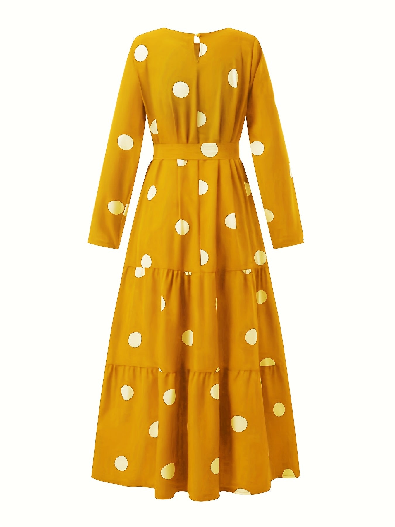 Элегантная абая с красными горошками, завязкой на талии, рюшами по низу и длинными рукавами. Изготовлена из 100% полиэстера, можно стирать в машине. Идеально подходит для весенних/летних/осенних мероприятий.