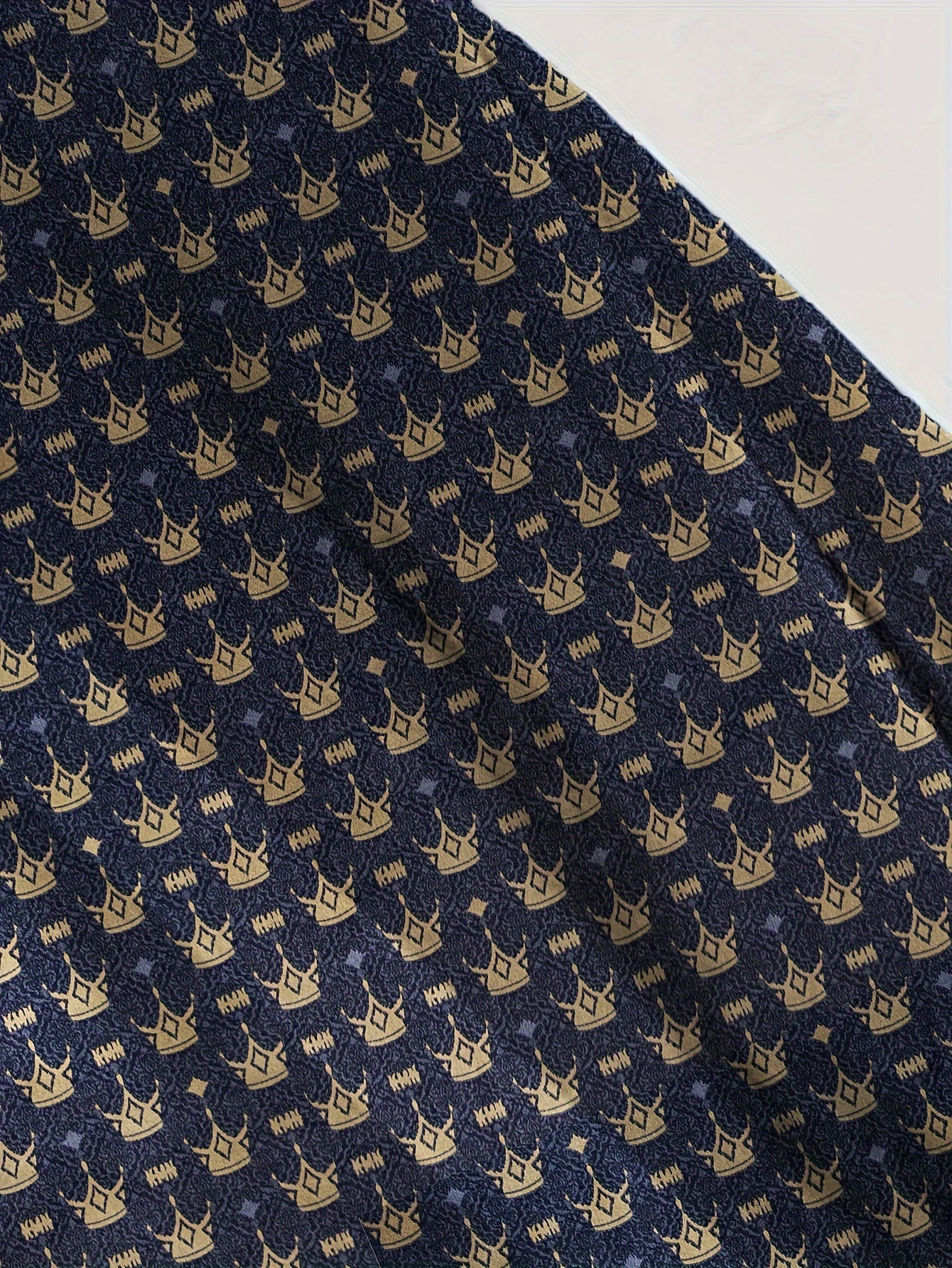 Мужской домашний комплект: длинный рукав, халат и шорты, узор корон, полиэстер, повседневный