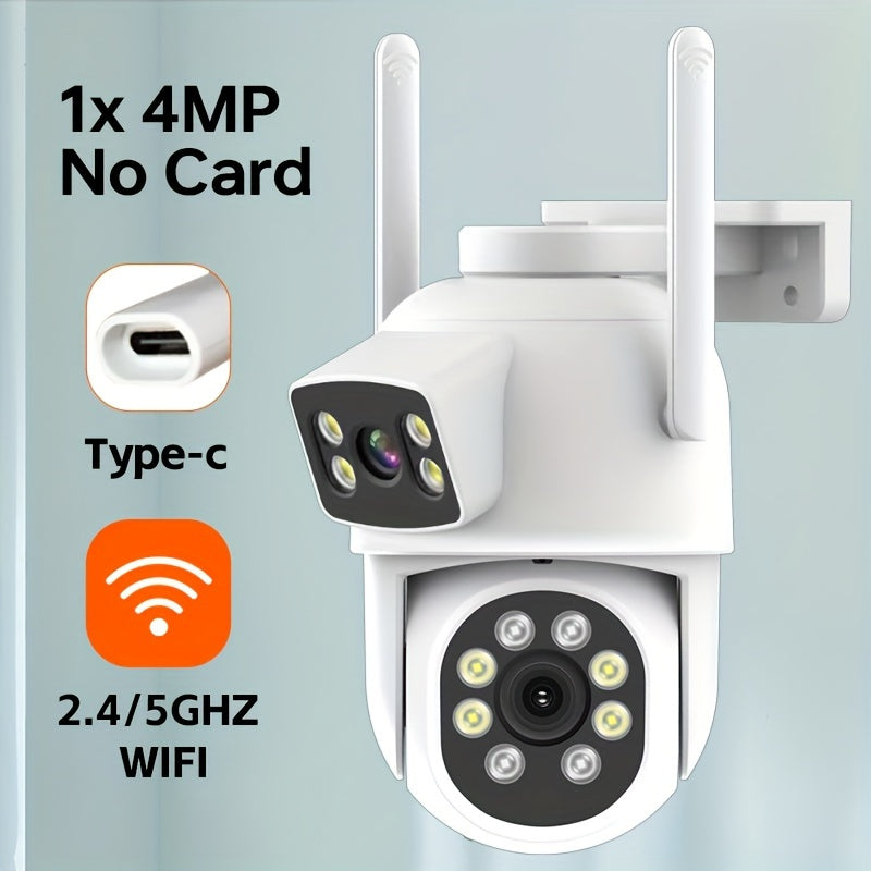 4MP Ikki linzali WiFi xavfsizlik kamerası Su o'tkazmaydigan kechqurun ko'rish Ikki tomonlama audio Ichki va tashqi