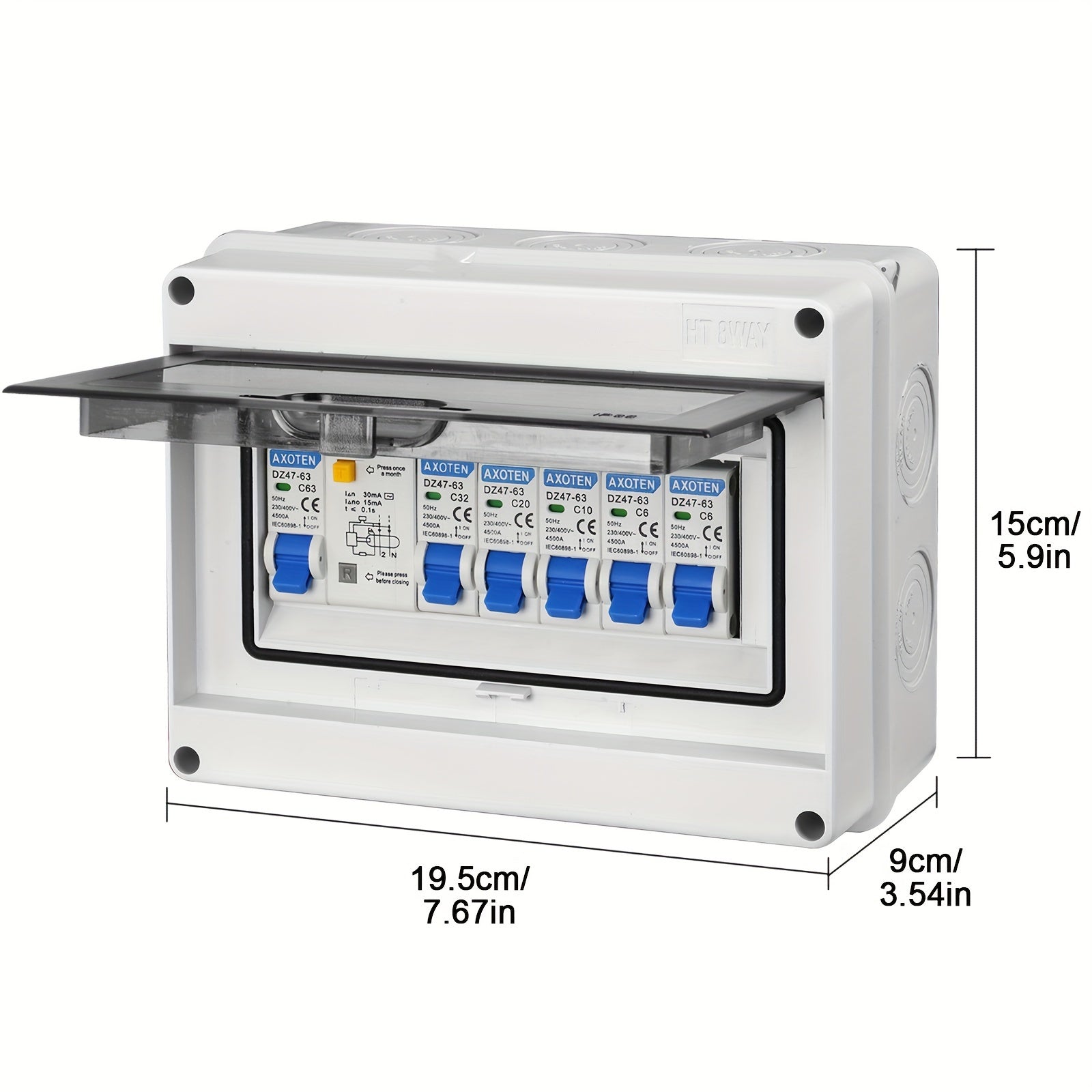 Surface-Mounted Micro Circuit Breaker Switch Box 5/8/12 Circuits for Home Office Shopping Center Power Distribution