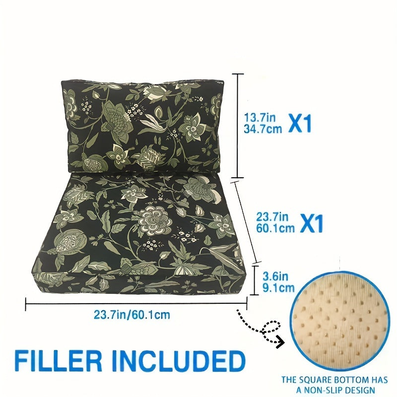 Waterproof Deep Seat Cushion with Zippered Backrest 60.96x60.96x10.16 cm Indoor Outdoor