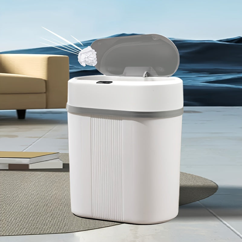 Battery-Powered Slim Smart Trash Can with Lid for Kitchen Bedroom Bathroom