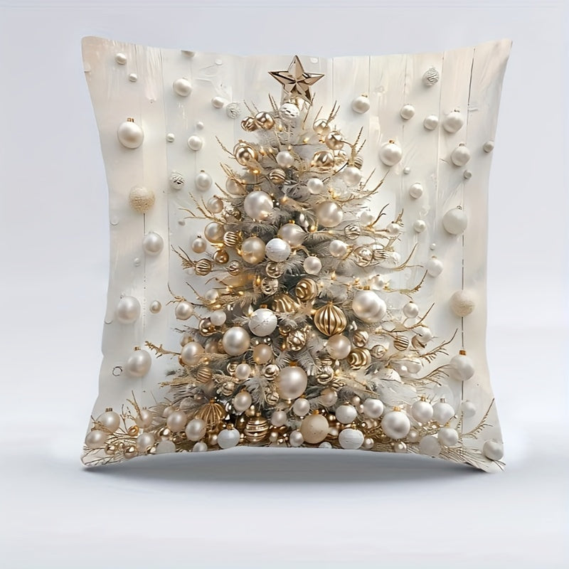 Christmas Tree Pillow Cover Reversible 44.96x44.96cm Polyester Sofa Living Room Decor