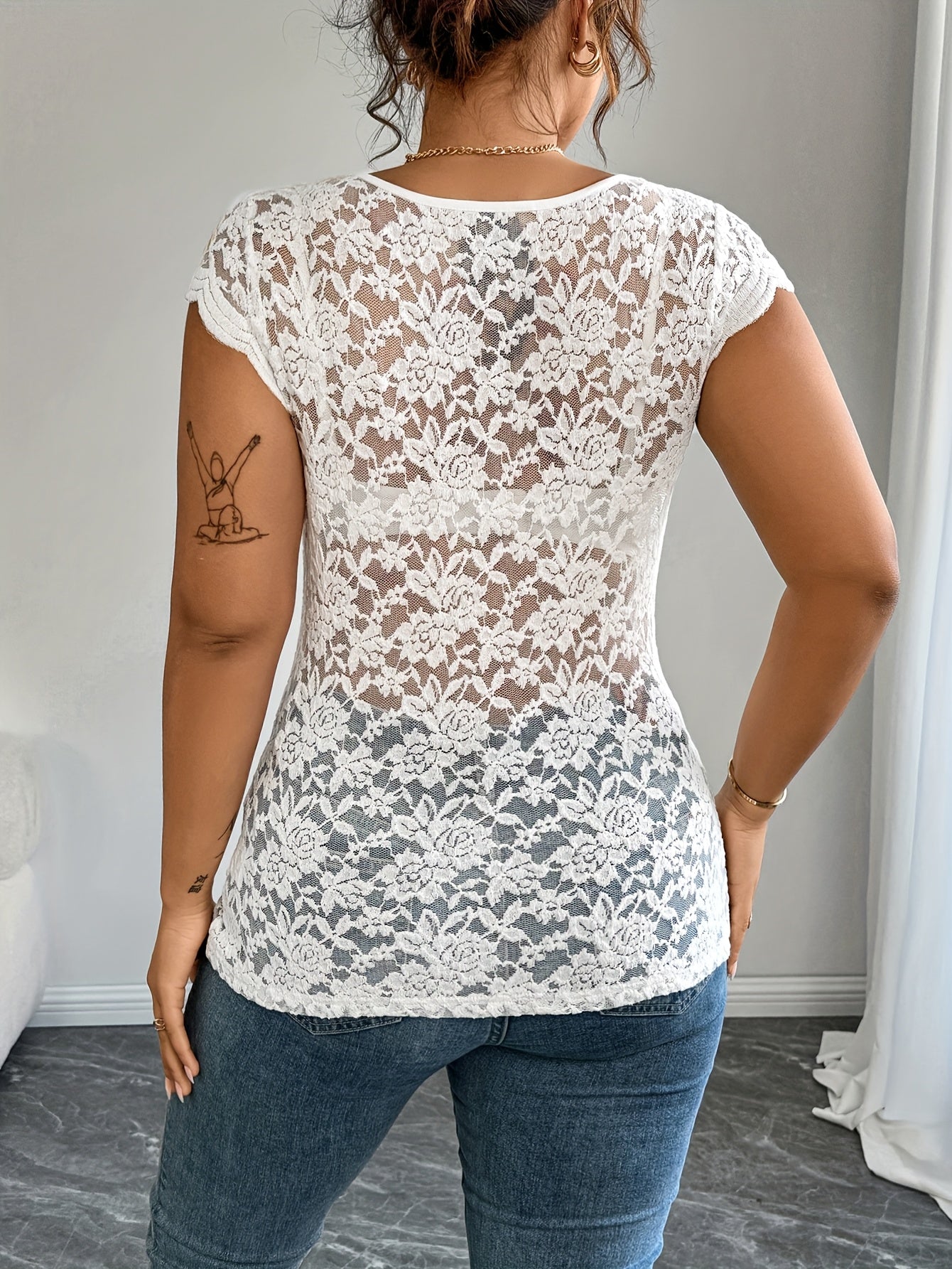 Women's Lace Halter Neck Backless Top Black Summer Ruffle Detail