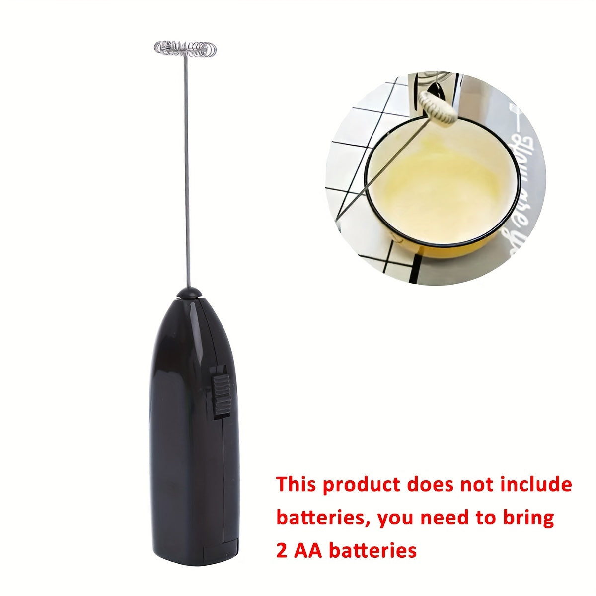 Electric Milk Frother and Egg Beater, Battery Powered, Stainless Steel, Portable Foam Maker for Coffee and Desserts