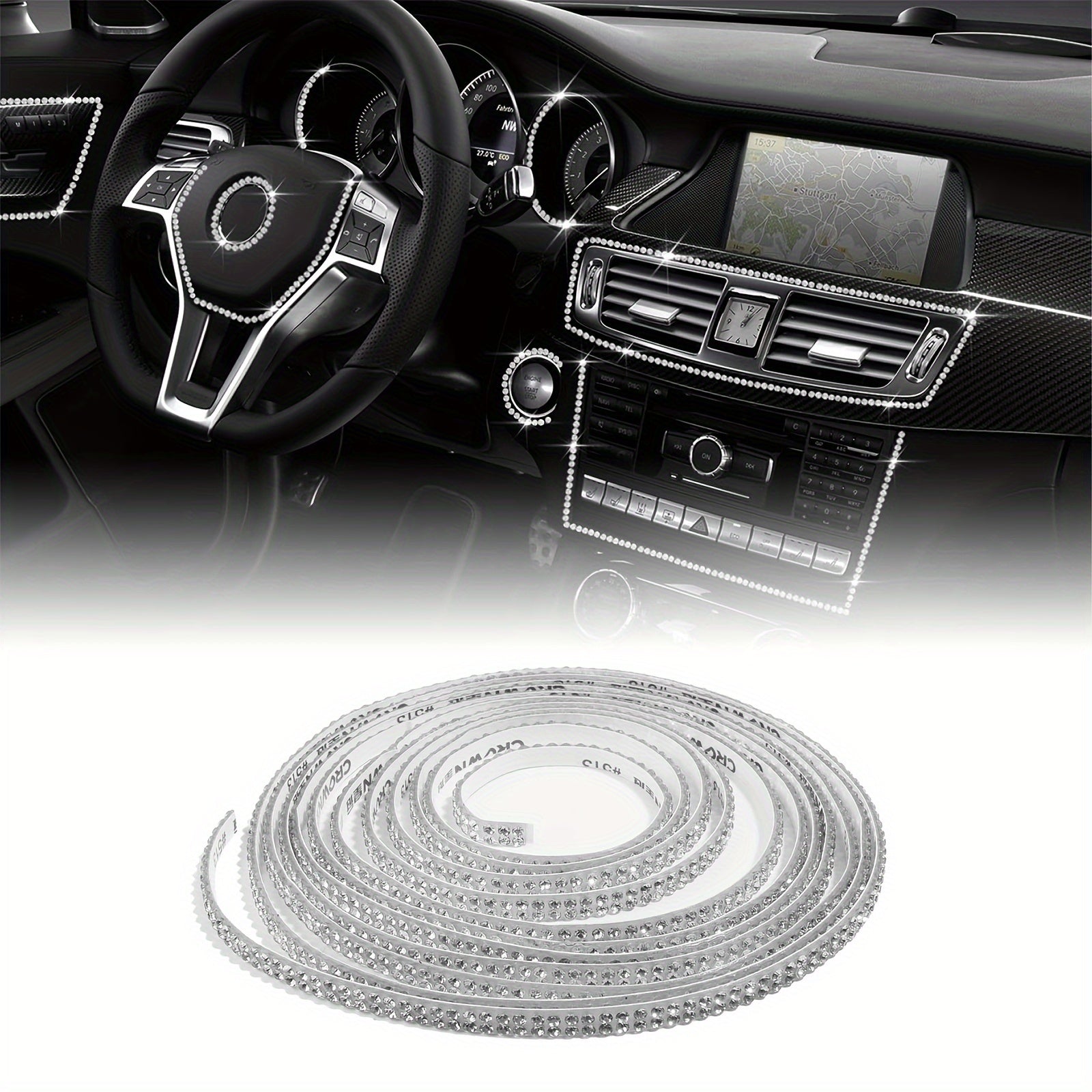 Pink White 89.92cm Car Dashboard Decor Self-Adhesive Trim Strips Interior Accessories
