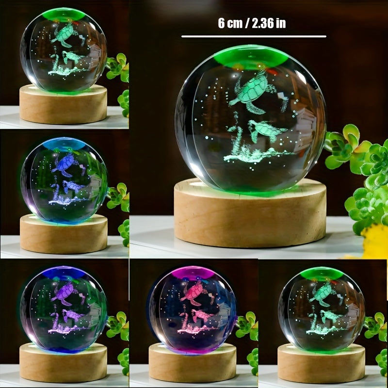Crystal Ball with Wooden Light Base for Home Decor or Gift 5.99 cm