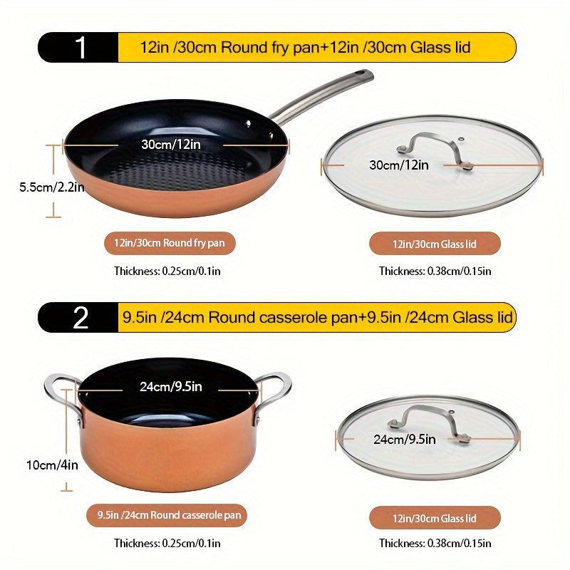 Six-Piece Nonstick Frying Pan Set with 17.78cm, 24.13cm, 30.48cm Pans Oven Safe Dishwasher Safe