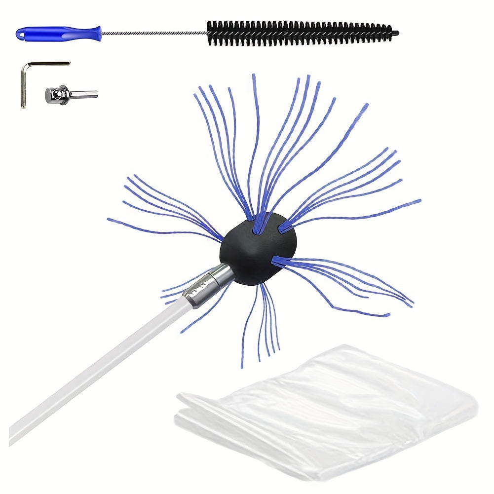 Chimney Brush Kit mustahkam plastmassdan yasalgan tozalash asboblari bilan kanalni tozalash uchun