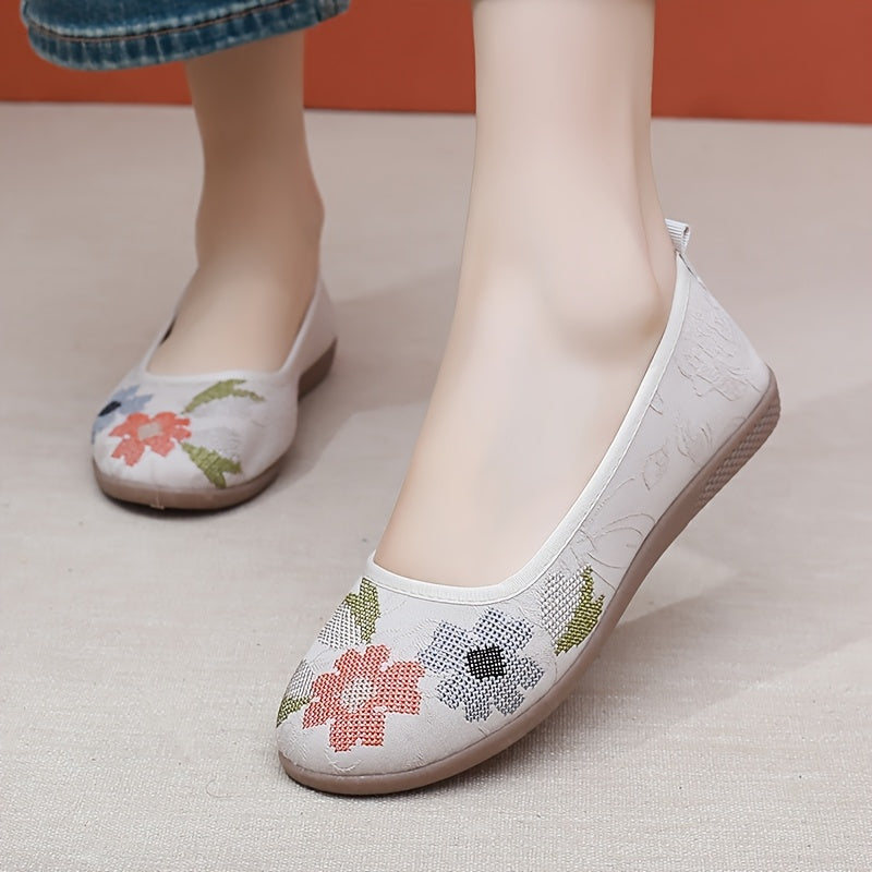 Women's Casual Shoes Soft Sole Slip-On Flat Floral Design