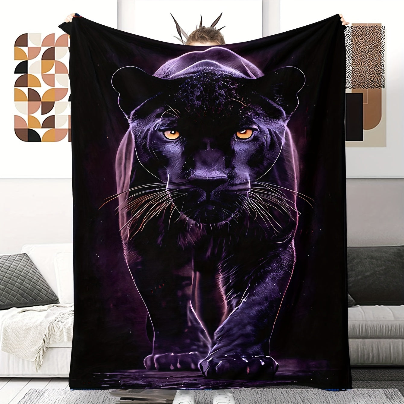 Black Panther Throw Blanket Soft Spill-Resistant for Sofa Bed and Travel