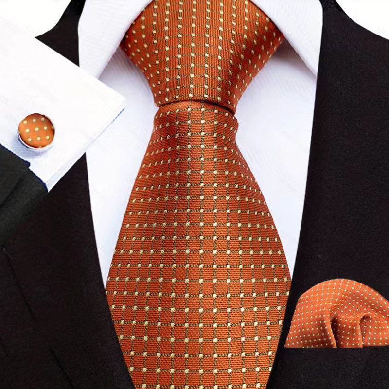 Men's Paisley Floral Necktie Set with Handkerchief and Clip for Formal Occasions