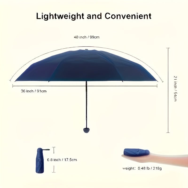 Adult Folding Umbrella with UV Protection, Lightweight Compact Design, Plastic Handle