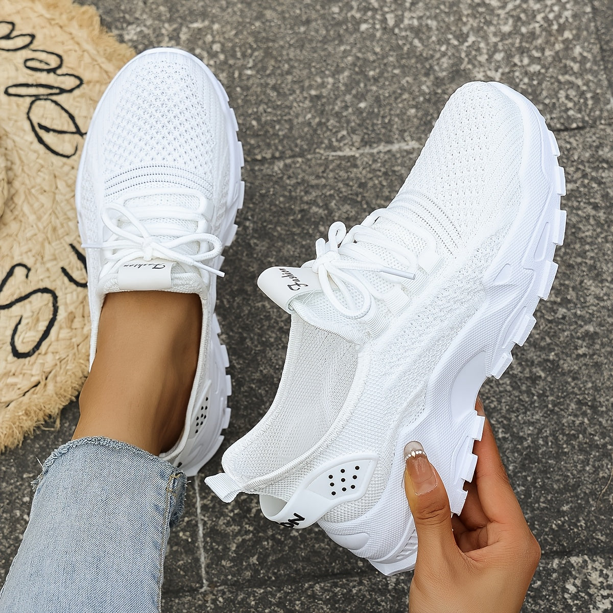 Women's Spring Summer Breathable Slip-On Sneakers Low-Top Casual Shoes