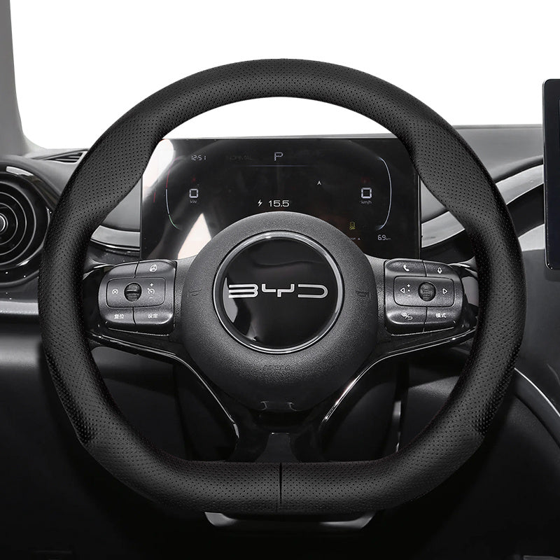 Universal Car Steering Wheel Cover Breathable PU Leather Black 37-38.5cm