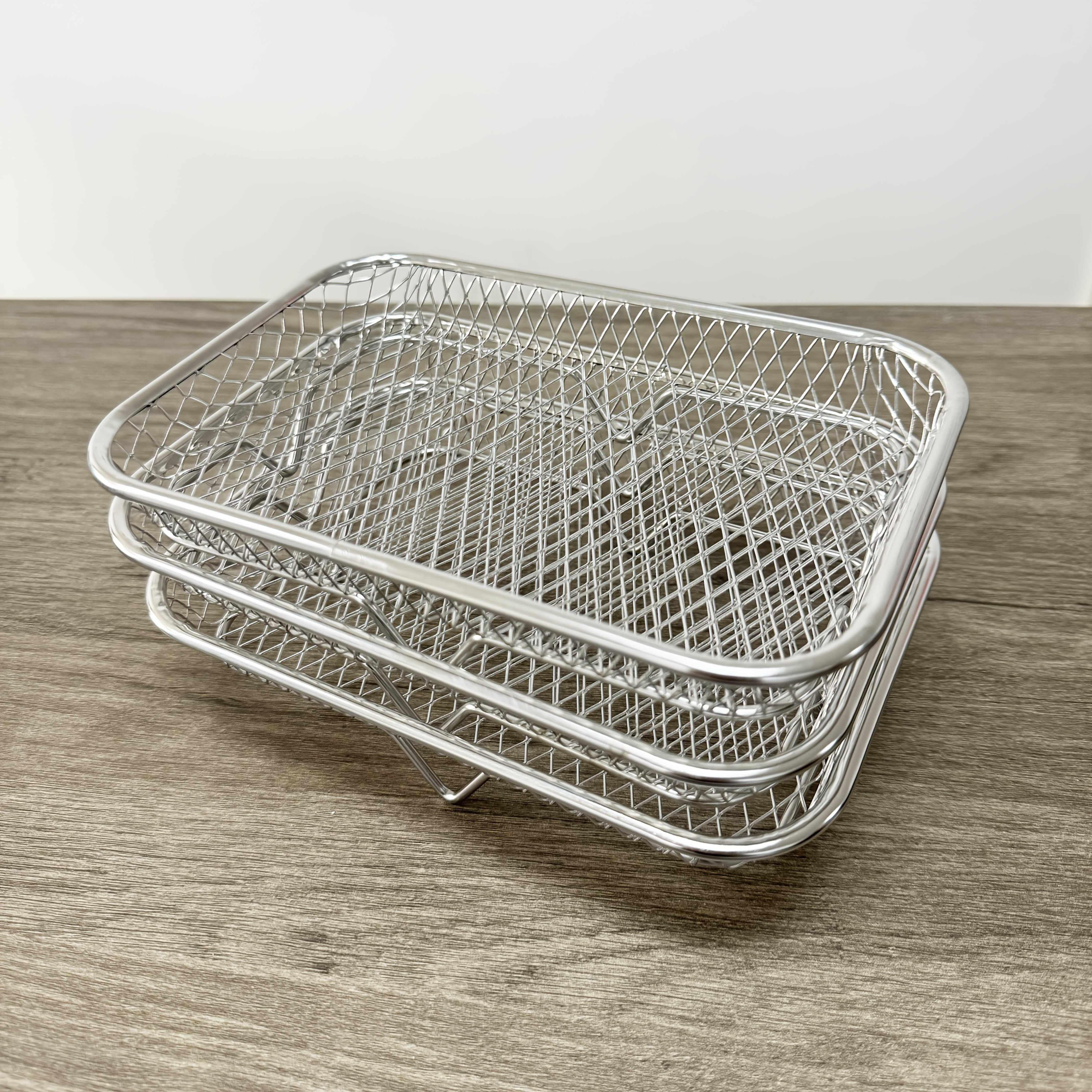 3-Layer Stainless Steel Air Fryer Rack Stackable Grilling Rack Multi-Functional