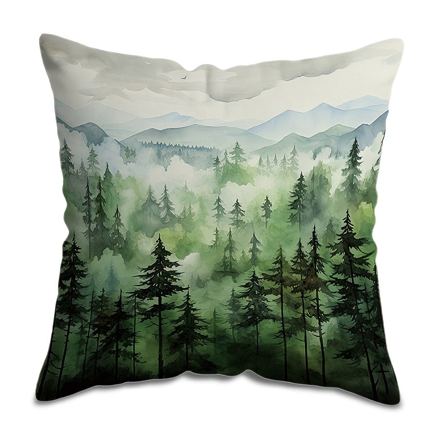 Square Pillow Cover Soothing Serenity Forest Green 44.96cm Washable Sofa Bedroom Decor
