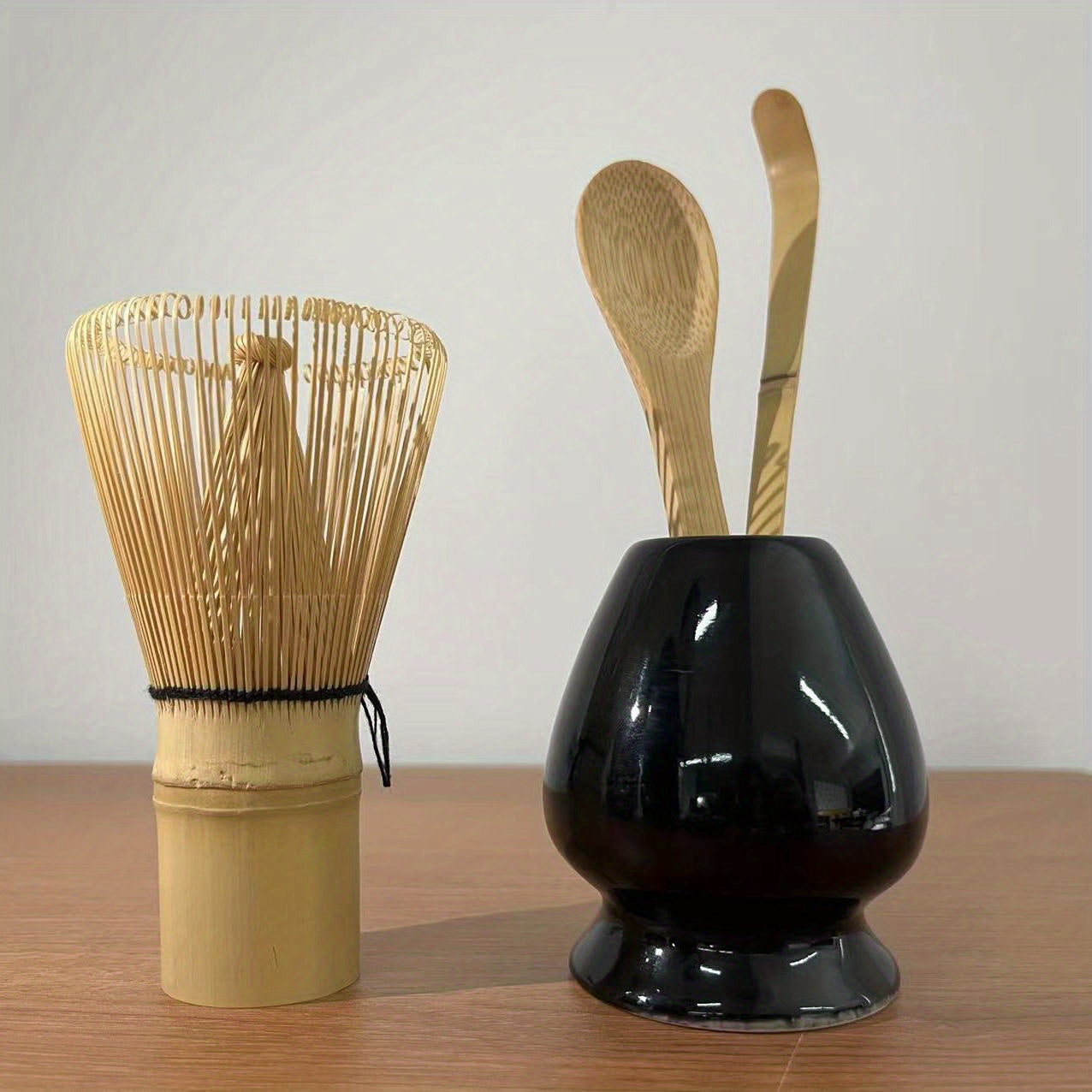 Set of 4 Matcha Ritual Accessories Bamboo Spoon Egg Beater Tea Tools