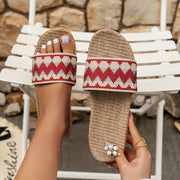 Women's Straw Slides Casual Open Toe Summer Shoes Lightweight Beach Sandals