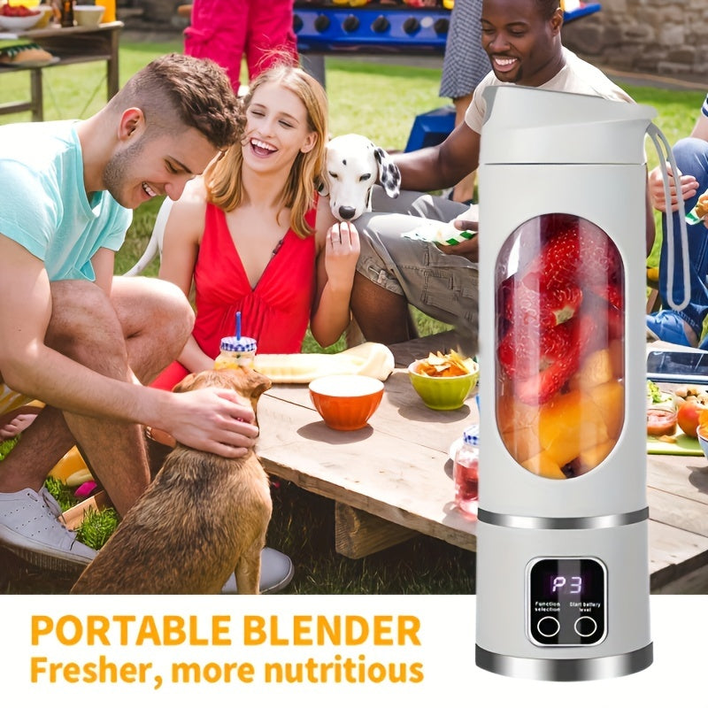 Exprimidor inalámbrico portátil con pantalla LED, 12 cuchillas, capacidad de 450ml