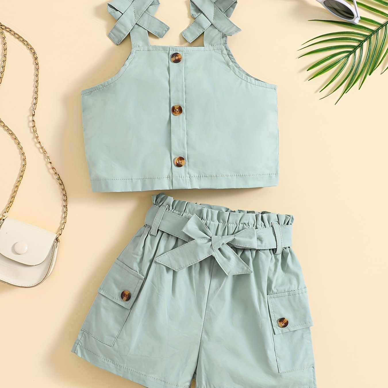 Девочкиный хлопковый топ-камис и шорты для летних активностей на открытом воздухе