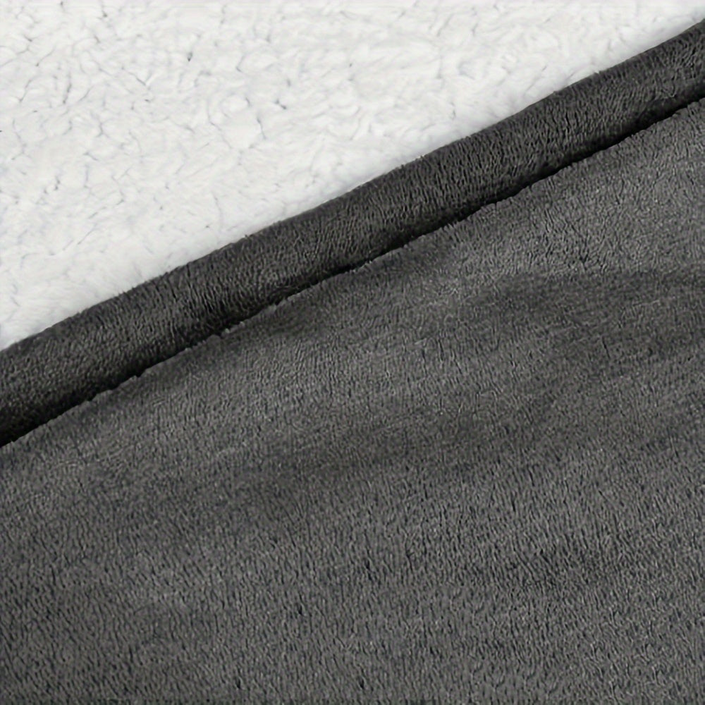 Reversible Sherpa Fleece Hoodie Blanket with Kangaroo Pocket for Adults