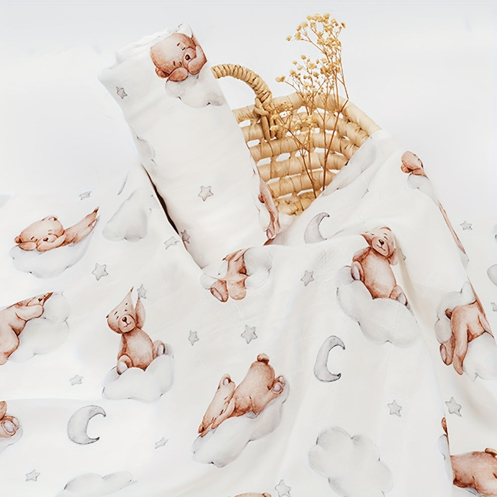 Baby Muslin Throw Blanket Bamboo Cotton Gauze Digital Print Wrap Towel Bath Towel