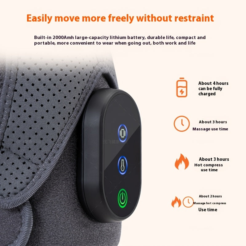 Cordless Heated Shoulder Wrap with Vibration Massage USB Rechargeable Adjustable Strap Breathable Fabric for Men and Women