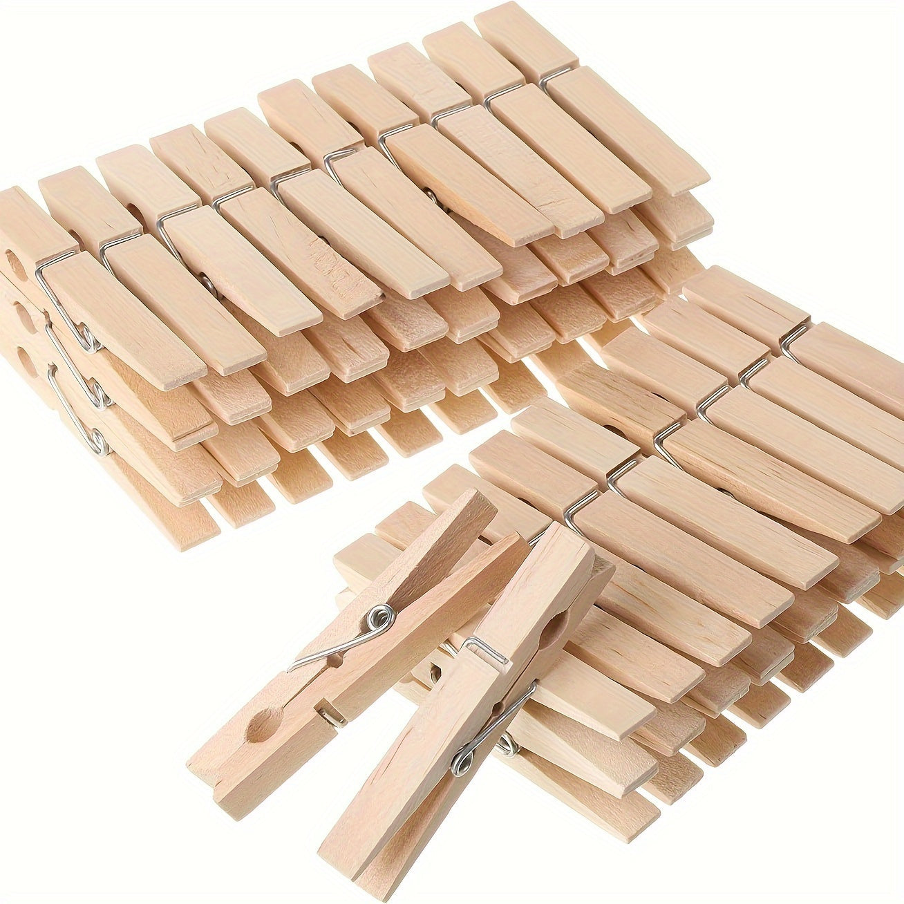 Heavy-Duty Bamboo Clothespins Pack of 100 Wooden Clips for Hanging Clothes Photos and Outdoor Use
