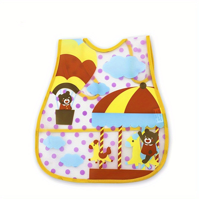 Waterproof Baby Bib for Boys and Girls with Snap Closure and Dirt-Resistant Pockets