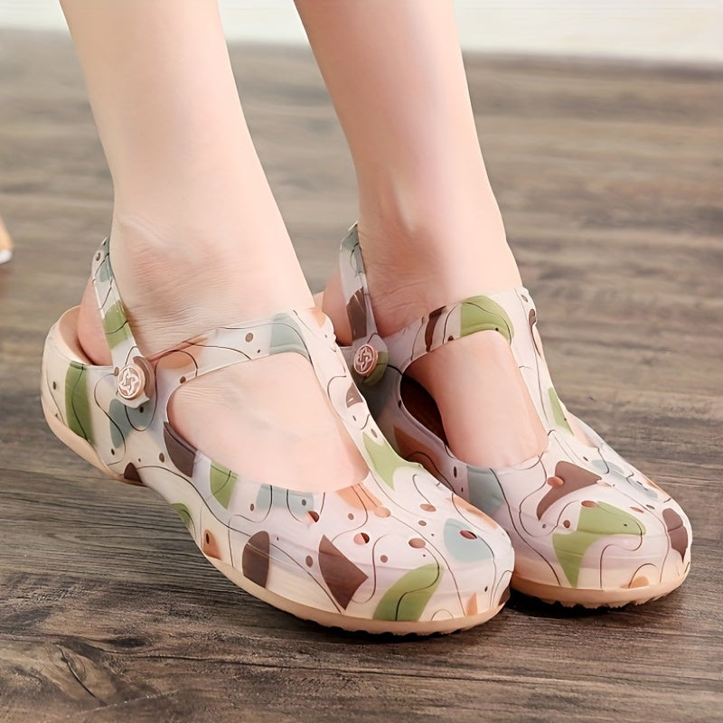 Women's Floral Print Summer Shoes Breathable EVA Open-Toe Casual Footwear