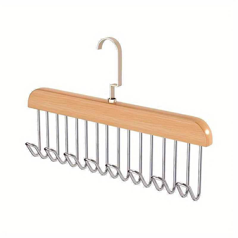 Wooden Closet Organizer Rack for Belts Ties Scarves Bras and Accessories Storage Solution